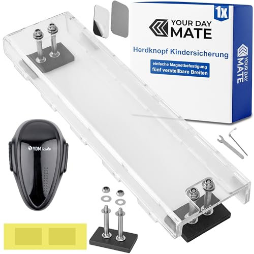 Bouton de la cuisinière Couvercle de l'interrupteur, cinq longueurs réglables, Transparent, Sécurité enfants avec fixation magnétique, Set avec sécurité bébé pour la porte du four, Boutons cuisinière