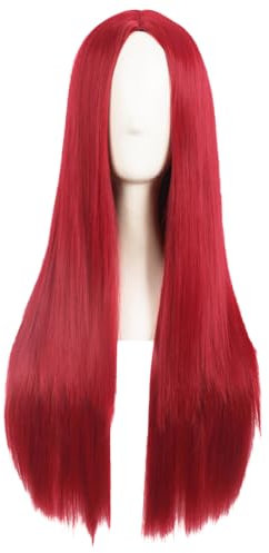 MapofBeauty 28 Zoll/70 cm Mode Monochrom Länge Gerade Perücke Hohe-Temperatur Faser normale Perücke (Rot)