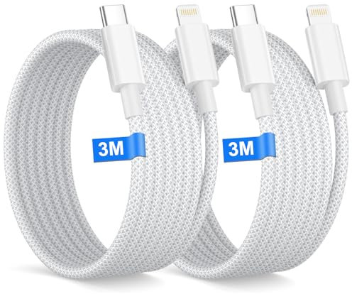 USB C Light-ning Kabel 3M 2Pack[Apple MFi Zertifiziert], iPhone Ladekabel USB C Phone 14/13 Pro Max/13/12 Pro Max/12/11/XS/X/8/SE/iPad, Nylon iPhone Kabel USB c Light-ning Ladekabel Schnellladekabel