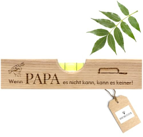 HOFMEISTER® Wasserwaage mit Gravur aus Buchenholz – witziges Geschenk für Papa Männer Handwerker zum Vatertag oder Geburtstag, 15 cm