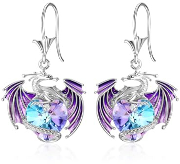 Drachen Ohrringe Sterlingsilber Drop Dangle Drachenohrringe mit Kristallen – Perfektes Geschenk für Frauen