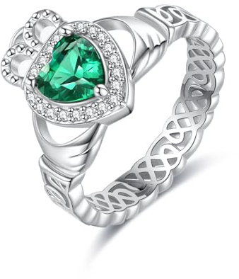 URONE Claddagh Anelli in argento sterling 925 con nodo celtico, regalo per donna