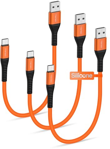 USB A to USB C Cable Short 50cm, Soft Silicone Type-C Charger Cable