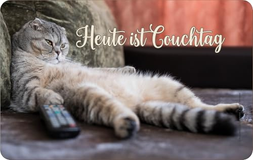 Original RAHMENLOS® Frühstücksbrettchen Schneidbrettchen: Couchtag mit Katze | Original