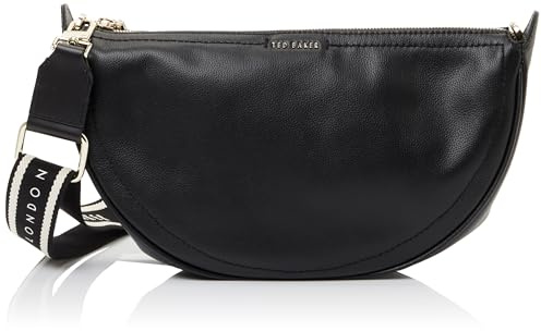 Ted Baker Damen Webbing Leather Half Moon Crossbody Bag Tasche, Schwarz