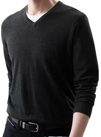 MATINEE S-4XL Mens Fine Knitted Luxury Supersoft Cashmere-Like Crew Neck/V Neck/Zip Neck Sweaters, Fine 12 Gauge Knit Structure