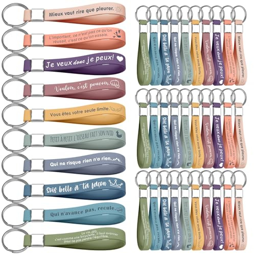 Xingch Lot de porte-clés inspirants en silicone avec citations inspirantes, encouragement, remerciement, cadeau pour employés, collègues, adolescents, enseignants