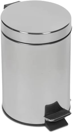 ARBUTUS Papelera baño metal plateada, cubo de basura de 3L, 5L, 7L,9L y 12L con pedal de acero inoxidable, papelera moderna de metal para baño con cubo interior de plástico. (12L)