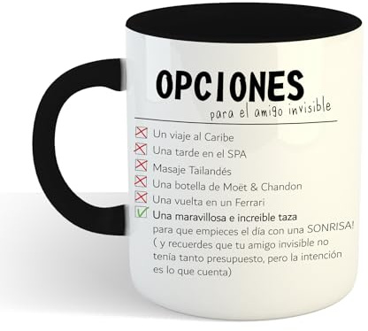 Taza Ideal para Regalo Original | AMIGO INVISIBLE | Taza con Frase Motivadora, Regalo Amigo Invisible, Navidad | 330 Ml