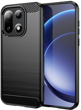 Wookfiss Handyhülle für OnePlus 15 5G Hülle, Weiche Kohlefaser Design TPU Silikon Flexible Stoßfeste Kratzfest Schutzhülle, Schwarz