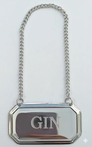 County Engraving Personalised Silver Plated Decanter Label Tag Chain - Engraved Gin Whisky Brandy (Gin)