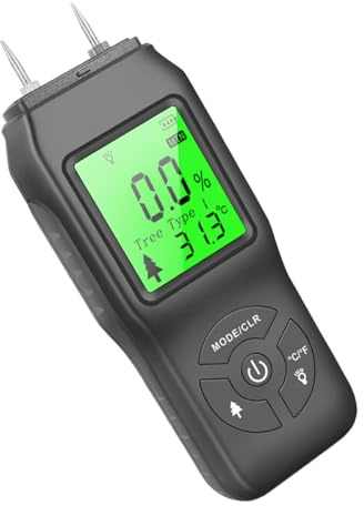Ciieeo Humidimètre Numérique Noir à Affichage Lcd Rétroéclairé, Testeur D’humidité Multifonction pour Bois, Murs et Cloisons Sèches, 4 Modes de Mesure, Outil Précis et Portable
