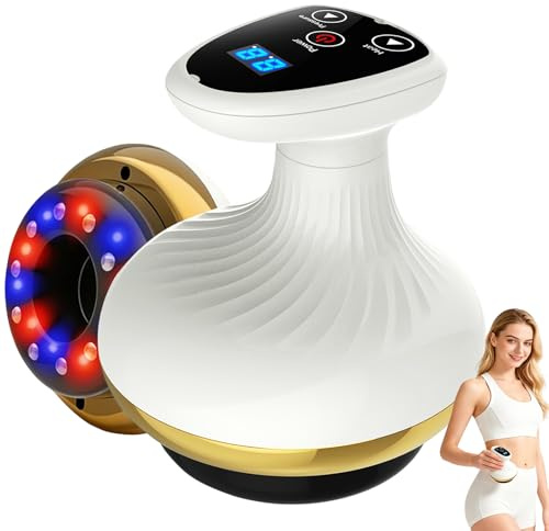 Cellulite Massagegerät, 4-in-1 Anti Cellulite Vakuum Massagegerät, Gua Sha Elektrisch Massager mit 9 Saugstufen & Wärmetherapie, für Körperstraffung, Lymphdrainage & Durchblutung