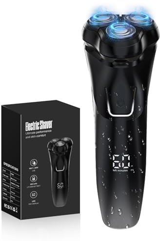 Rasierer Herren Elektrisch mit 4D-Schwebekopf, Kabellos Elektrorasierer Herren, Nass- und Trockenrasierer IPX7 wasserdicht, 90 Min Laufzeit & LED-Display, mit Pop-Up Trimmer, für Zuhause und Reisen