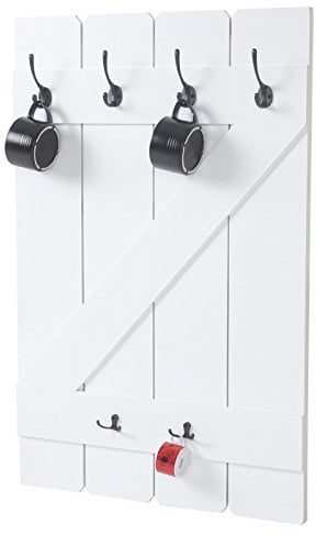 Mendler Tassenhalter HWC-D13, Hängeregal Tassenbrett Wandboard, 6 Haken 91x60cm - weiß lackiert