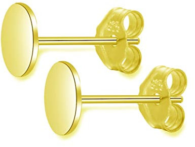 4 Pairs 14k Gold on Sterling Silver Earring Posts | 3mm Small Flat Board Glue On Post Setting W/Earnut Safety Clutches Backs SS277-3