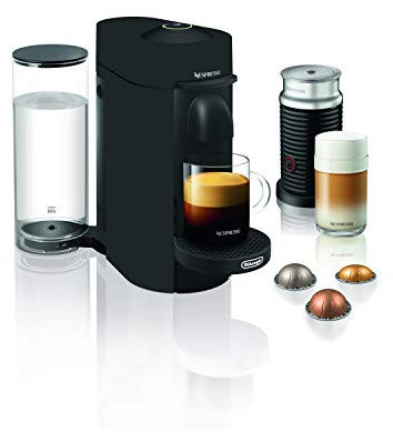 De'Longhi DeLonghi Nespresso ENV150BMAE VertuoPlus - Paquete de máquina de café y espresso con espumador de leche Aeroccino, negro mate, m