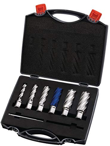 Optimum Kernbohrerset HSS-TiAlN 30 (6-teilig, ø 12/14/16/20/22/25 mm, Weldon, mit Auswerfstift), 3072010