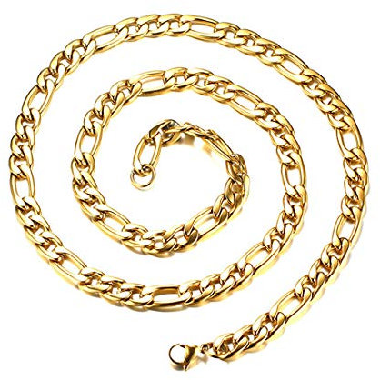 Caimeytie Herren Kette aus Titan Stahl Goldfarben