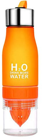 Tubayia 650 ml Fruit Press Water Bottle Juicer Water Bottle for Travel, Sports, Office, Home (Orange)