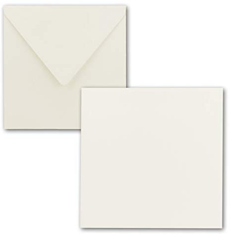 Quadratisches Einzelkarten-Set - 15 x 15 cm - mit Brief-Umschlägen - Naturweiss - 150 Stück - für Grußkarten & mehr - FarbenFroh by GUSTAV NEUSER