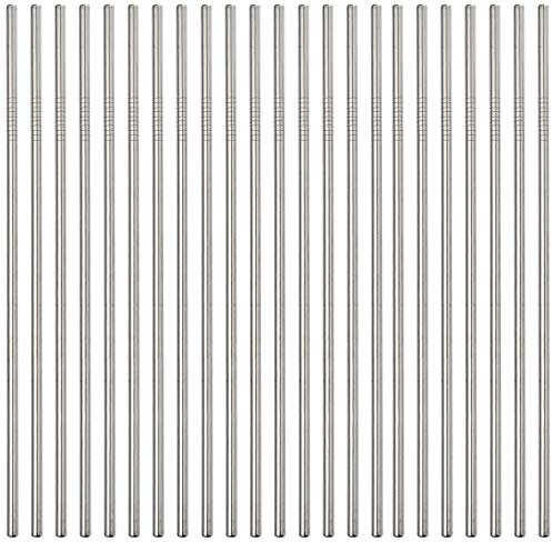 Sunwinc 100pcs Stainless Steel Reusable Drinking Straws, 8.5in Straight, Silver (18/8 Food Grade, BPA Free, Fit Yeti Cup, Eco-Friendly)