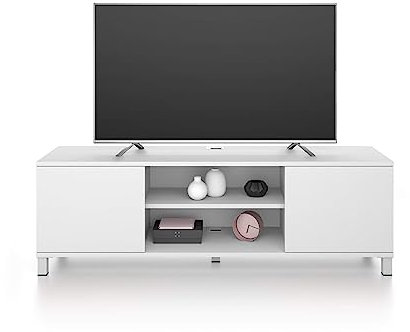 Mobili Fiver, Mobile Porta Tv Rachele, Bianco Frassino, 150 cmx42 cmx48 cm, Mobile Tv moderno per tv fino a 65'', Made in Italy