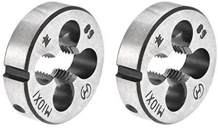 sourcing map 2St Metrische Runde Schneideisen Maschinen Linksgewinde Legierter Werkzeugstahl M10 X 1