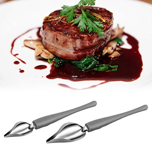2 STÜCKE Saucenlöffel Dekorierlöffel Set, Edelstahl Schöpflöffel Servierlöffel Mit Konischem Auslauf, DIY Kuchen Dekoration Löffel, Bleistiftlöffel Für Präzisionszeichnung Dessertsauce Ölsauce Essig