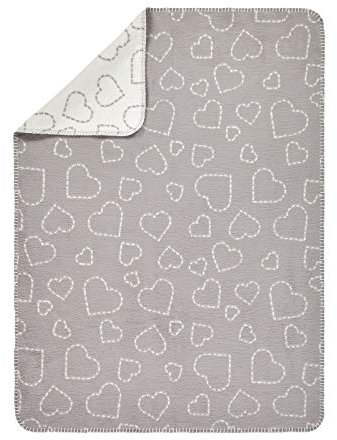 Alvi GOTS Baumwolldecke Babydecke Kuscheldecke Hearts grey 75x100 cm | 931750297