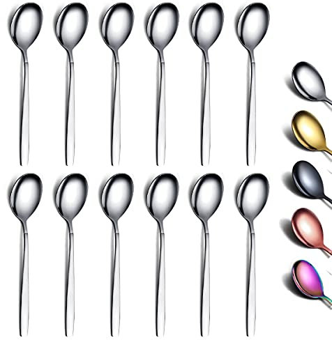 Berglander Cucchiaini caffe 12 pezzi, acciaio inossidabile 16 cm Cucchiaino lucido, design moderno Cucchiaino da dessert piccolo, facile da pulire, lavabile in lavastoviglie