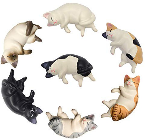 Katze 3D Katzenkühlschrankmagnet, Eine Faul Schlafende Katze am Nachmittag, Geeignet für Whiteboards, Anschlagtafeln, Karten, Kalender, Büros, Heimdekorations-Kühlschrankmagnete, 7Kätzchen