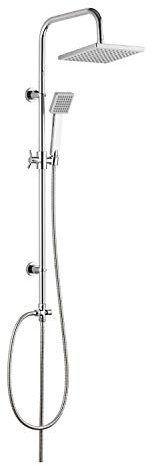 Sanitop-Wingenroth Duschsystem Bami mit Regendusche & Handbrause | Handbrause: 1 Strahlart | Kopfbrause: 1 Strahlart | Antikalk | eckig | Duschgarnitur | Wandstange | Schieber | Chrom | 72199 8
