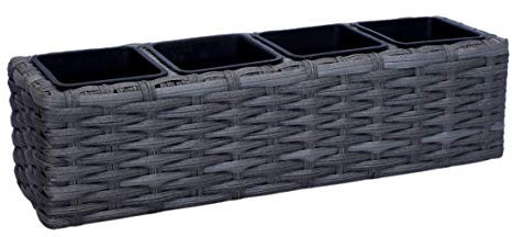 Viva Pflanzkasten 60 cm Rattan Balkonkasten Blumentopf Blumenkasten Dunkelgrau