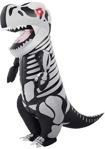 Spooktacular Creations Inflatable Halloween Costume Skeleton Dinosaur Full Body Skeleton T.rex Inflatable Costume - Child