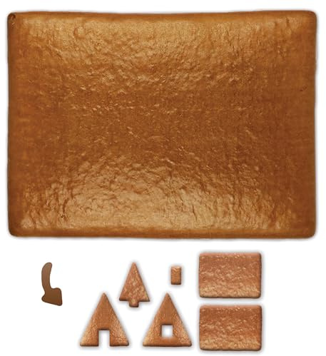 Lebkuchenhaus zum Ausstechen, ca. 14x12x17 cm, inkl. Schablone | LEBKUCHEN WELT Blanker Rohling ca 410g essbar, ofenfrisch gebacken zum freien Gestalten mit Zuckerguss für Zuhause