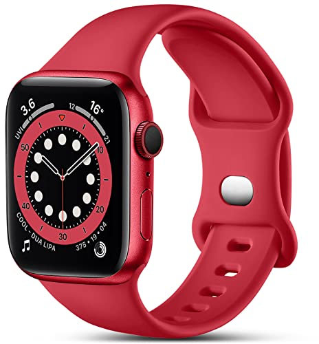 CeMiKa Cinturino Compatibile per Apple Watch Cinturino 38mm 40mm 41mm 42mm 44mm 45mm 46mm 49mm, Silicone Cinturini di Ricambio per iWatch Series 10 9 8 7 6 5 4 3 2 1 SE, 38mm/40mm/41mm-S/M, Rossa
