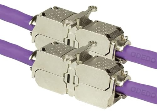 odedo 2x RJ45 Kabelverbinder CAT6A/CAT7 STP geschirmt werkzeugfrei | Für AWG22–26 Patch- und Verlegekabel, geschirmte STP-Ausführung, werkzeugfreie Montage und bis 10 Gbit/s
