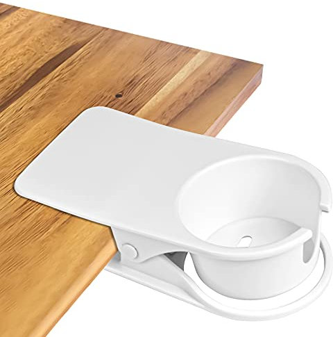 Trinkbecherhalter Clip Kreativen Büro Becherhalters Getränkehalter Clip Schreibtisch Stuhl Kanten Cupholder Tasse Untertasse Clip Design für Wasser,Getränke,Limo,Kaffeetasse für Zuhause,Büro (WEISS)
