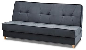 mb-moebel Canapé BZ en lit Convertible avec Coffre 3 Places de Rangement Relax Droit - clic clac, Banquette - en Tissu - Salon & séjour - 192x91x94cm - Rivia (Gris foncé)