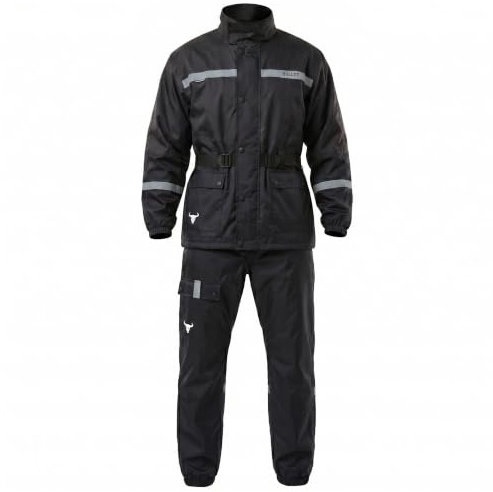 BULLDT Motorrad Regenanzug Set Herren Regenjacke Regenhose 2-Teilig Wasserdicht Winddicht Reflektierend mit Mesh Futter Versiegelten Nähten Reißverschluss