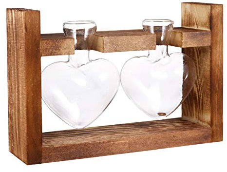 YARNOW 2- Teiliger Zentrierbehälter Durchsichtiger Behälter Desktop- Stil Büro- Blumen- Hydro- Hängevase aus Holz Vintage- Holzhaus Wand Luftanordnung Zentrum Hydroponik Und Gartendekoration