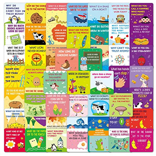 jojofuny 60pcs Lunch Unch Boxes Joke Cards Kids Cute Lunchbox Notes Inspirational and Motivational Positive Affirmations Cards Lunch for Kids