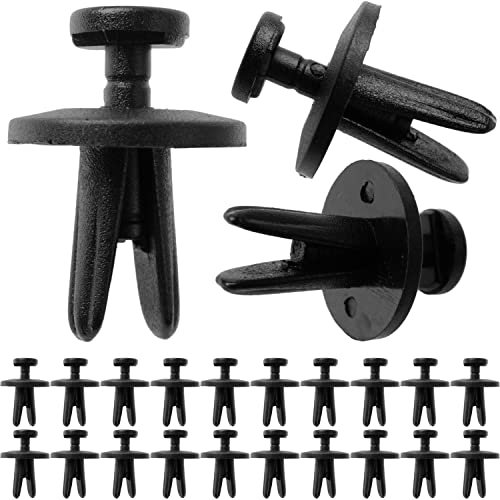 Auto Spreiz Nieten, 20 Stück, Ø 6 mm Stift, Ø 18 mm Kopf, in Schwarz, aus Kunststoff, Türverkleidung Befestigungsclips, Stoßfängerverkleidung Klips, Stoßstangenclips, Tür Plastik Niete, Ersatzteile