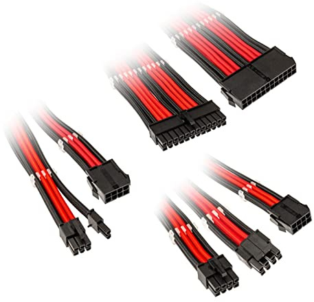 Kolink Core Adept Braided Cable Extension Kit - Jet Black/Racing Red