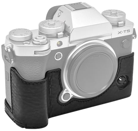 MUZIRI KINOKOO XT5 Tasche Kompatibel für Fuji XT5/X-T5 Digitalkamera mit Echtleder Half Case mit Handgriff mit Schwarz