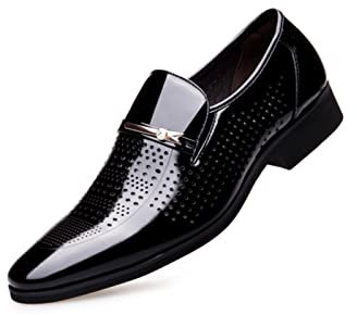 Mens Loafers Fashion Lace-ups Leather Pointed Toe Slippers Comfy Slip-on Business Dress Flats Breathable Driving Shoes Black