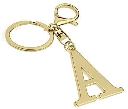 Edelstahl Gold Buchstabe A-Z Schlüsselanhänger für Damen Herren, Initiale Buchstabe Anhänger mit Schlüsselring, Charms für Schlüsselrucksack Tasche, Gold-A, Durchschnittliche Größe