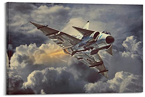 HALOUB Saab 37 Kampfflugzeug-Poster Viggen Fighter Jet Dekorative Malerei Leinwand Wand & Kunstbild Druck Familie Schlafzimmer Dekor 50 x 75 cm