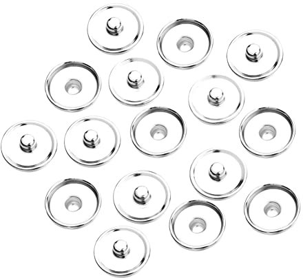 FSSTUD 50 Stück Druckknopf-Bodenablagen, Druckknopf-Verschlüsse, Cabochon-Anhänger-Tabletts, Knopfdekoration, Zubehör für DIY-Schmuckherstellung, 20 mm